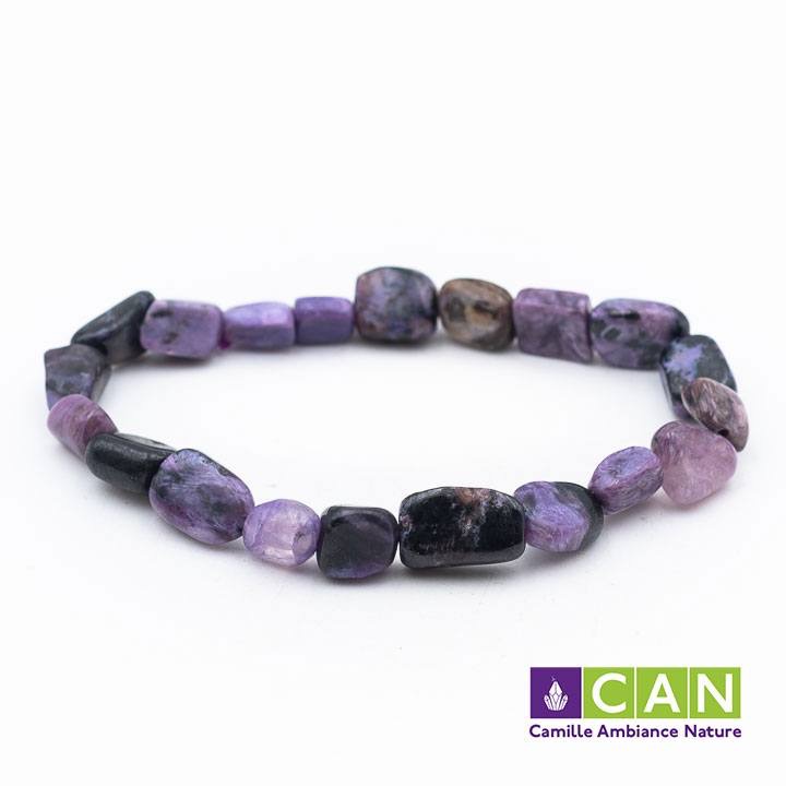 BRACELET Charoite perles pierre roulées