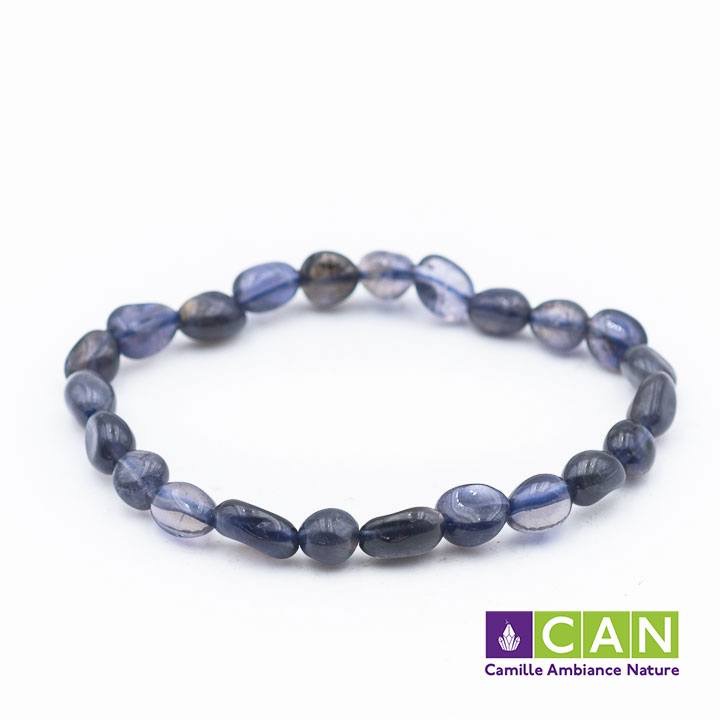 BRACELET Cordierite ou Lolitte perles pierre roulées