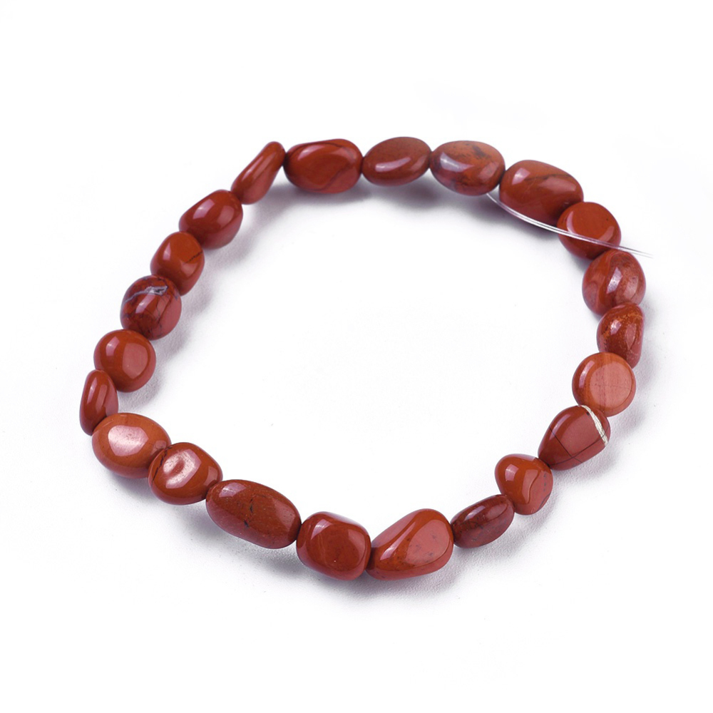 BRACELET Jaspe rouge naturel perles pierre roulées