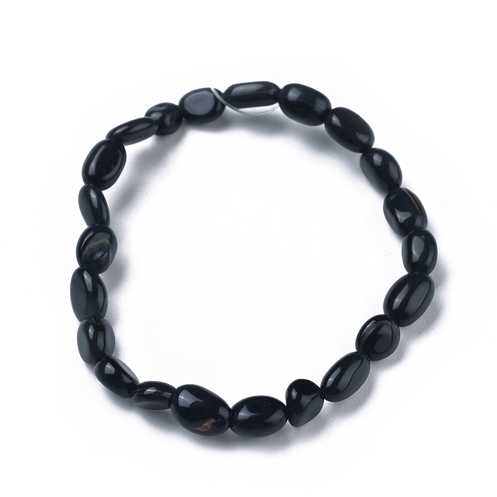 BRACELET Oeil de tigre bleu naturel perles pierre roulées