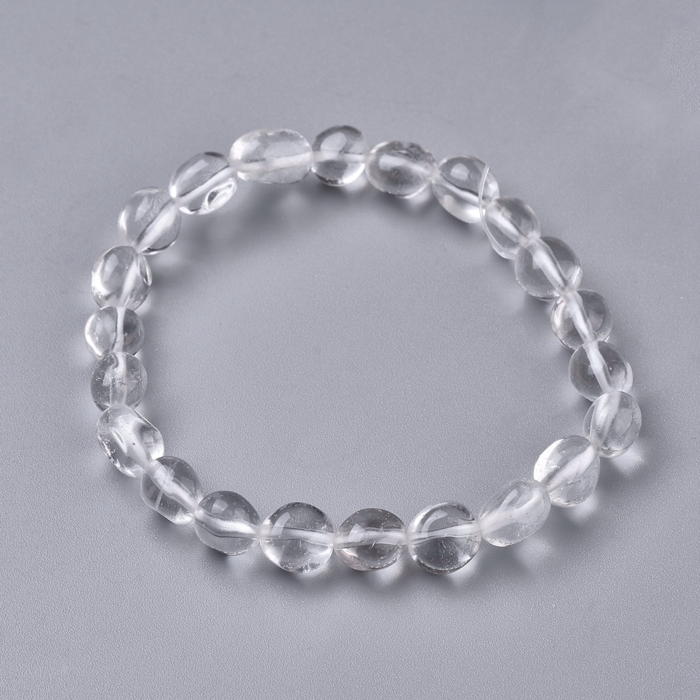 BRACELET Cristal de quartz naturel perles pierre roulées