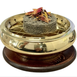 Bruleur laiton Plaque en Bois & grille